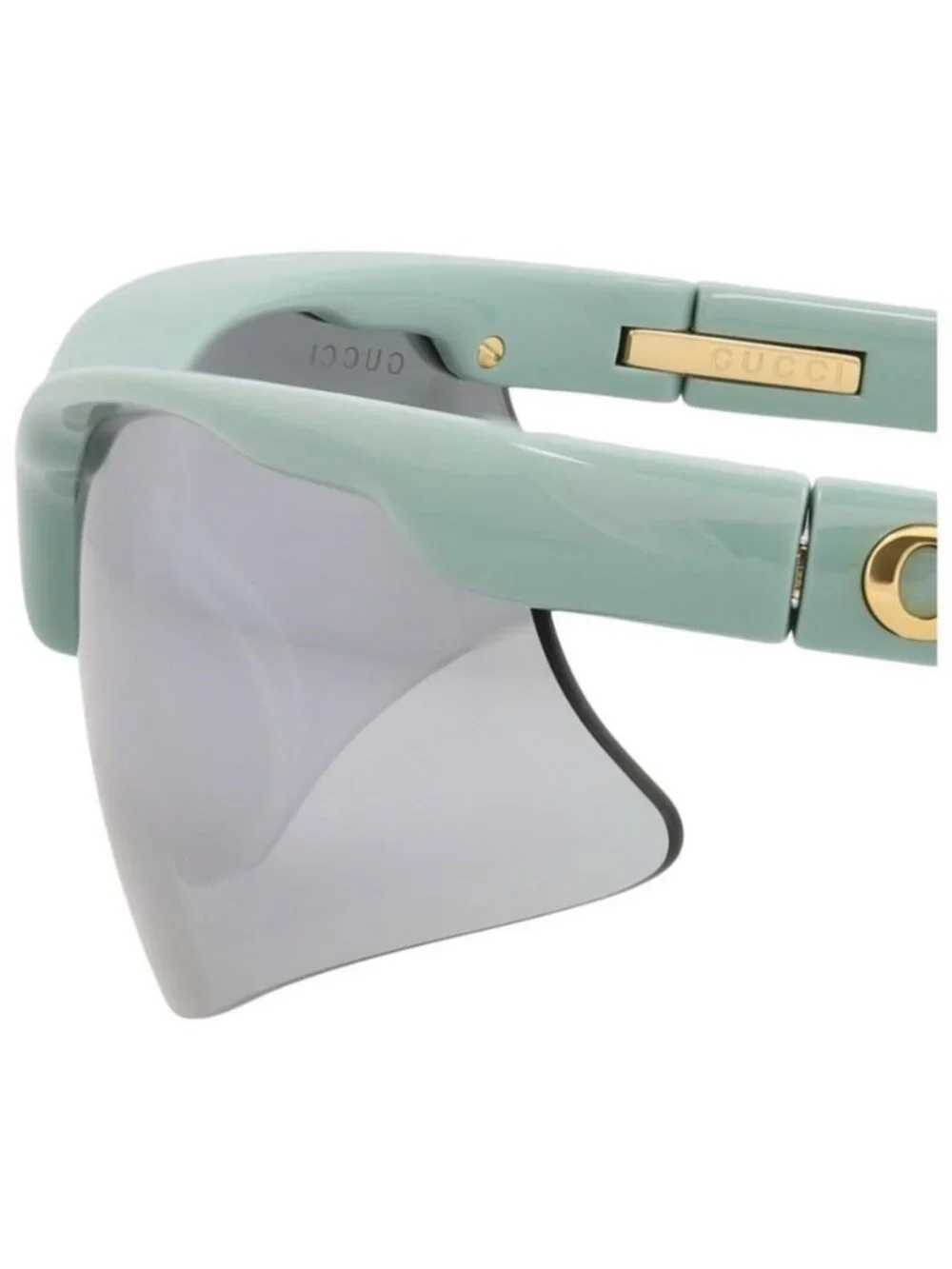 New Gucci Mens Shield/Wrap Green Green Silver Fashion Designer Sunglasses